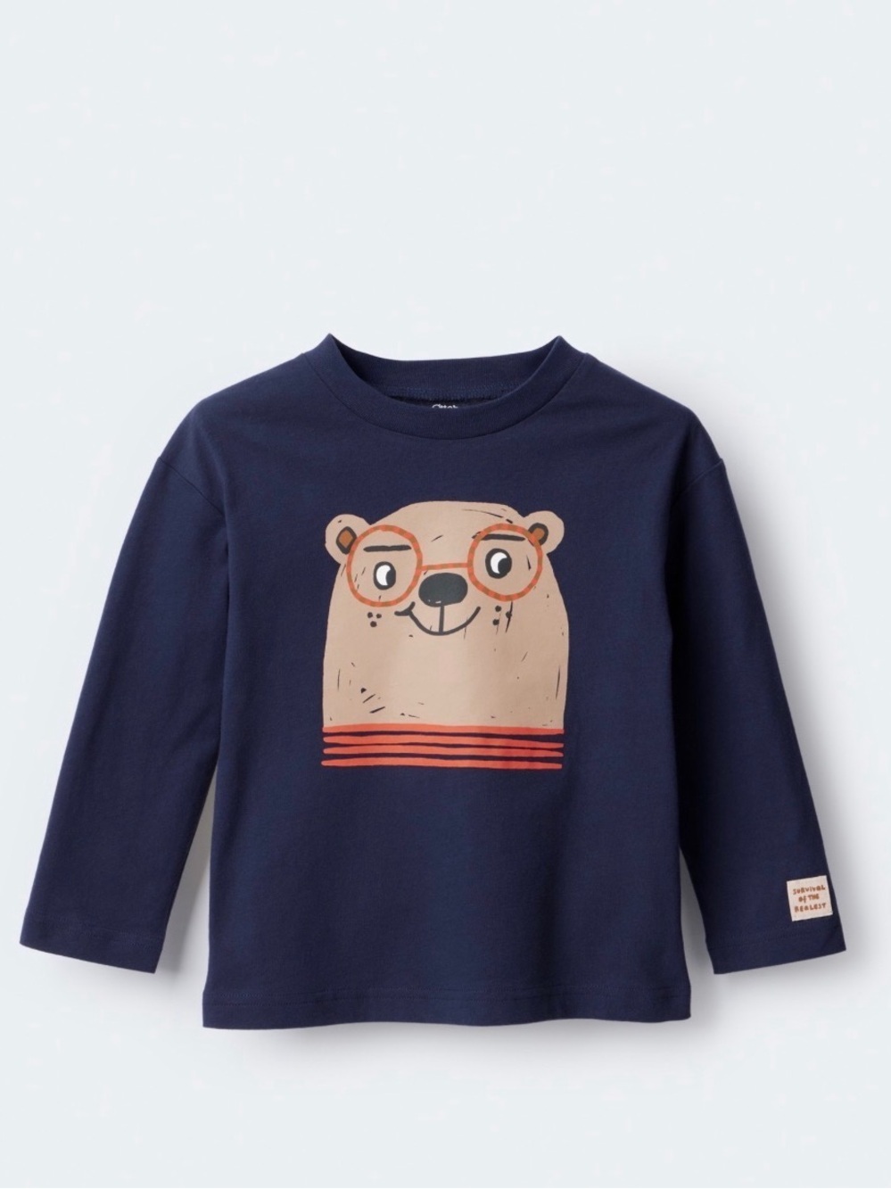 Kids Navy Bear Graphic Long-Sleeve Tee